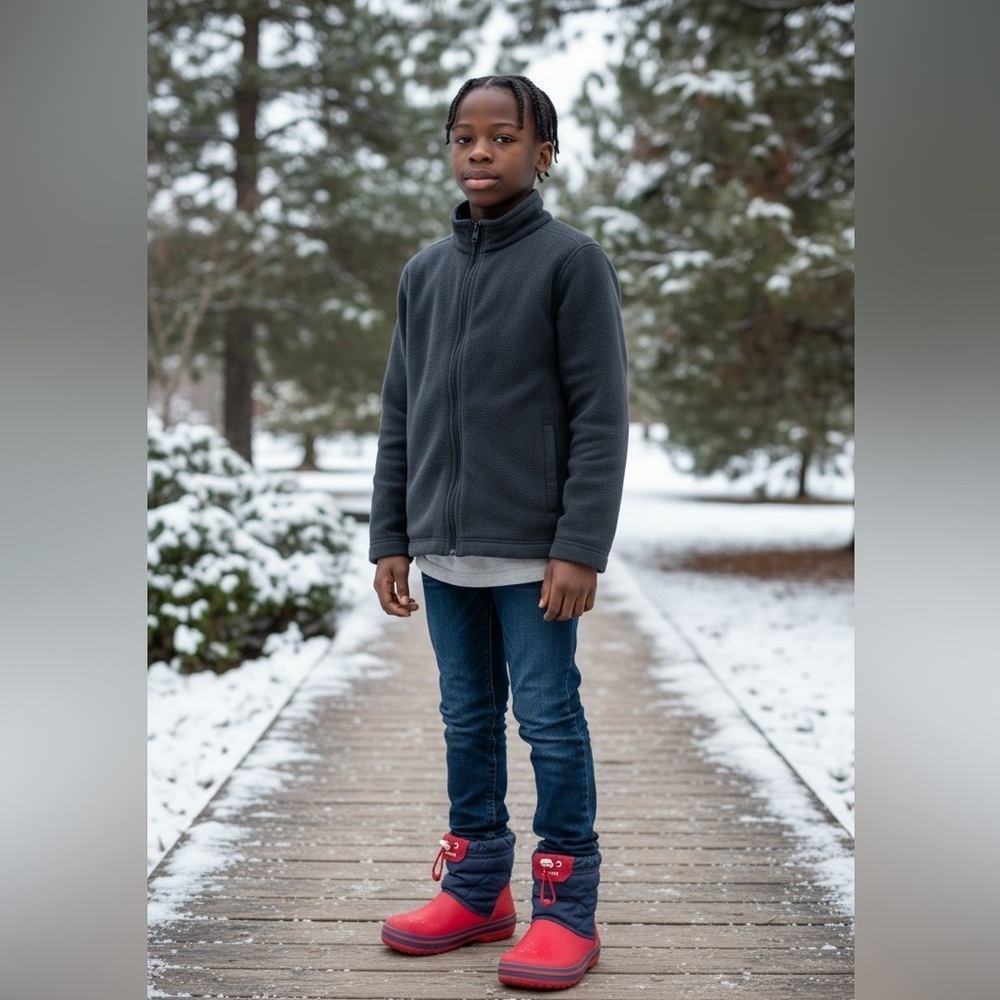 CROCS Kids Red and Navy Snow Boots